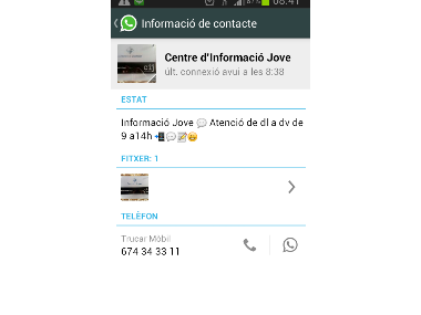 El Centre d'Informació Jove ha posat en marxa un servei d'atenció mitjançant WhatsApp El Centre d'Informació Jove ha posat en marxa un servei d'atenció mitjançant WhatsApp