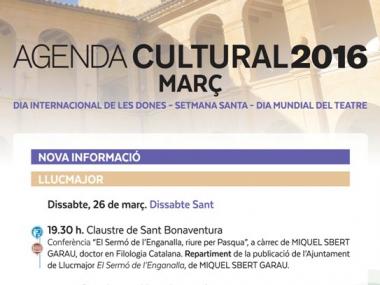 Agenda cultural març 2016. Nova informació!