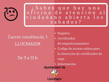 Oficina d'atenció al ciutadà oberta els dissabtes