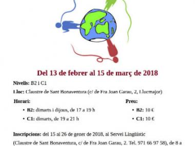 Inscripció als cursos de Llengua Catalana febrer-maig de 2018 i dels tallers de conversa