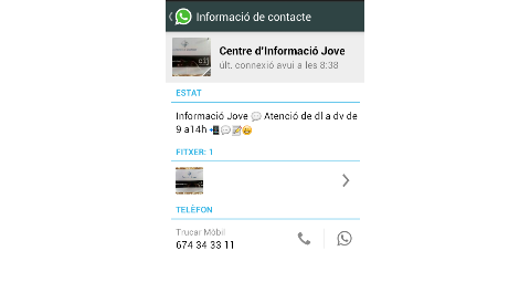 El Centre d'Informació Jove ha posat en marxa un servei d'atenció mitjançant WhatsApp