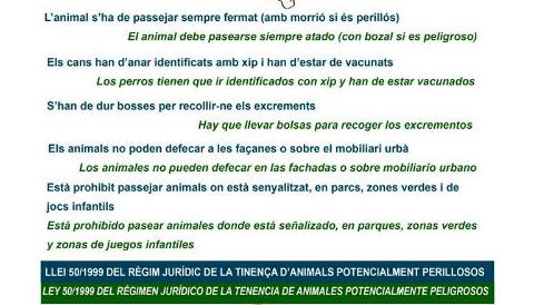 Campanya de conscienciació ciutadana sobre animals de companyia i potencialment perillosos