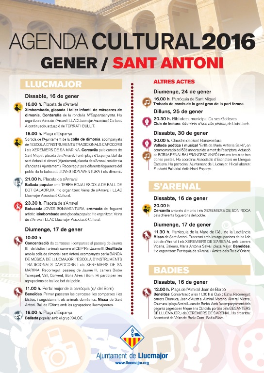 Agenda cultural gener 2016.Sant Antoni