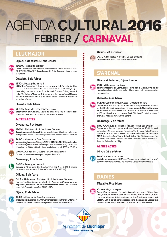 Agenda cultural febrer 2016. Carnaval