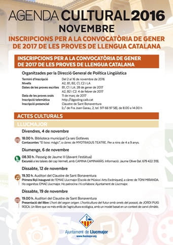 Agenda cultural novembre 2016